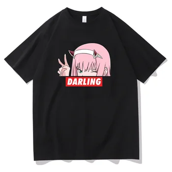 Тениска Darling In The Franxx, тениска с принтом Zero Two, най в стила аниме, летен свободен топ с къс ръкав