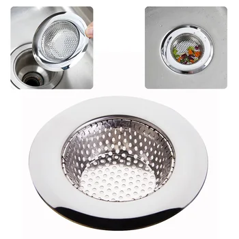 1БР Домакински филтър за мивки от неръждаема стомана, метален филтър за източване на отпадъци от вани, Кухненски принадлежности, Аксесоари за баня