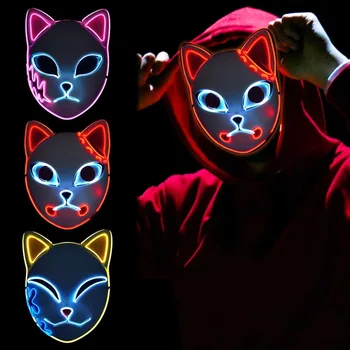 Светещ led маска на котка, аниме 