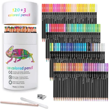 Цветни Моливи KALOUR Premium 120, Artists Soft Core Ярки Цветове за Рисуване, Перушина Скици, Дръжка-за Оцветяване за деца и Възрастни