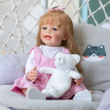 NPK 55 см Реалистична Кукла на Принцеса За Цялото Тяло От Мек Силикон Реал Touch Reborn Baby Girl Yannick С Ултра Дълги Вълнообразни Коси За Деца