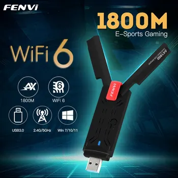 Fenvi 6 USB WiFi Адаптер двойна лента AX1800 2,4 G 5 Ghz Безжична WiFi 6E AXE3000 Ключ Мрежова карта USB 3.0, WiFi Адаптер Win7 10 11