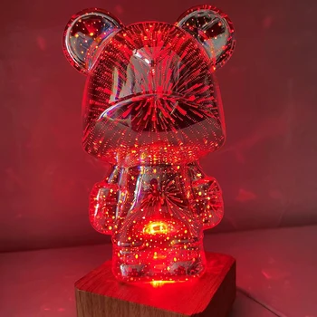 3D Стъклен Фойерверки Имат Мрежест Червен лека нощ