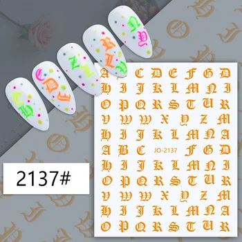 Стикер за нокти с 3D букви, 12-цветен луминесцентна позлатен лазерна стикер за нокти 네일파츠 Decoracion De Uñas Стикери за нокти