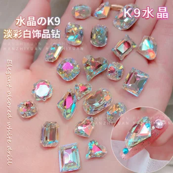 Цветни Прозрачни кристални декорации за нокти, лъскава аксесоари за маникюр с кристали със Специална форма с посочените в дъното на едро