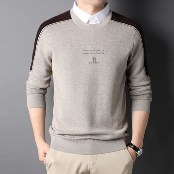 Висококачествена и модерна риза с бродиран шал яка, вълнен пуловер за мъжете, нов модерен случайни вязаный пуловер за есента и зимата 2022 г.