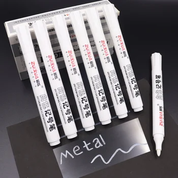 За Метални маркери химикалки Бял цвят 3 мм 1 мм Използвайте Машинную Перманентную Маслянистую Дръжка За Ремонт Означения От Неръждаема Стомана