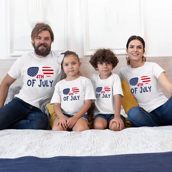 Семеен риза на 4 юли, Деня на Независимостта, еднакви комплекти, блузи с принтом хартата на САЩ, дамски, мъжки, детски тениска, риза за малки момчета, боди за момичета