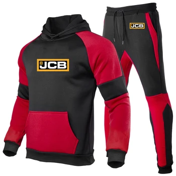 Багер Jcb 2023, мъжки нови модни спортни костюми, блузи, потници + спортни панталони, всекидневни костюми от две части с качулка, Дрехи