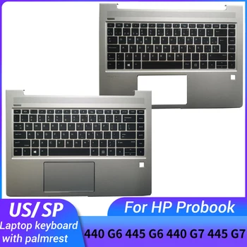 НОВАТА клавиатура за лаптоп HP Probook 440 G6 445 G6 440 G7 445 G7 за САЩ и Испания/с горния капак, подложки за ръце