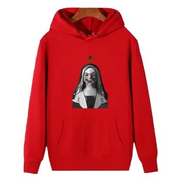Демонично Монахиня Nonne Religieuse Чудовище на Ужасите Готически графичен блузи с качулка, дебел пуловер hoody с качулка от памук и отвътре hoody с качулка