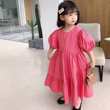 Корейската Версия Хубаво Розово рокли за Момичета, Летни Рокли впечатлява със своя Бохемски стил за Малки Момичета, Vestidos с пищни ръкави За Деца от 3-8 Години, Облекло Ropa