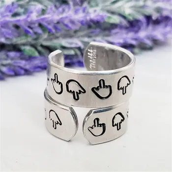 Прост дизайн, сребърни пръстени на средния пръст за жени, хип-хоп, забавно щедри пръстен за мъже, бижута за партита в нощен клуб в стил пънк A947