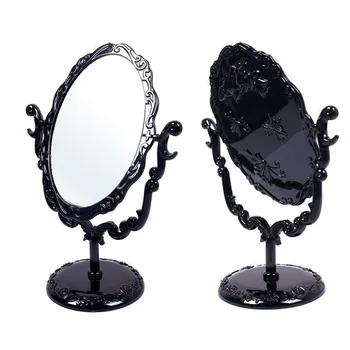 TSHOU278 Кръгло Огледало за грим с дръжка Огледало за грим с винтажной дърворезба Спа Салон, Козметично огледало, Козметични тоалетка Козметични cd