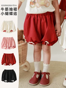 Летни детски панталони под формата на тиква, корейски, модни детски шорти с лък и bouton за момичета