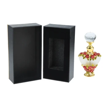 ретро празен стъклен флакон за парфюм с обем от 5 мл, Подарък кутия, декорация във формата на Цветя рози във формата на сърце, диамант на кутията, златно и червено европейски Стил