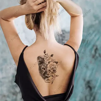 Водоустойчив временна татуировка Секси Момиче с Лисьей Маркирани Цвете Праджни на гърба Флаш татуировка на ръката на Фалшива татуировка за мъже и жени