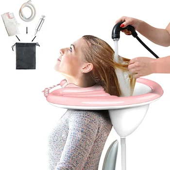 Нова надуваема мивка за шампоан от PVC, сгъваема поставка за преносим шампоан, спа вана, сдуваемая мивка за измиване на коса за бременни жени, възрастни хора