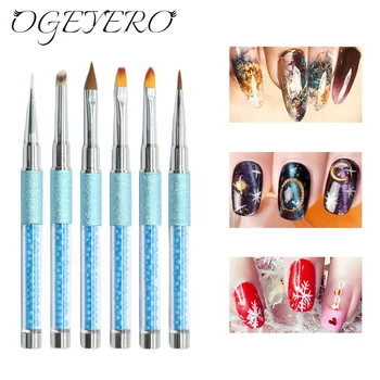 OGEYEYRO Професионални Четки за нокти-арт, писалка за рисуване UV-гел, издълбани подложка за нокти-арт, 3D Кристали, четка за красота, Инструменти за маникюр