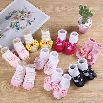5 двойки/лот, сладки чорапи за новородено, памучни чорапи за малки момичета, къси чорапи, дрехи, аксесоари за бебета 0-24 месеца