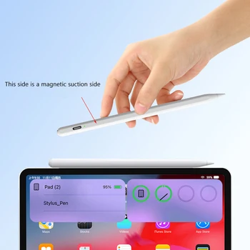 Капацитивен стилус, Акумулаторна Активен капацитивен стилус, сензорен екран, висока чувствителност, Сменяеми накрайници за Apple iPad Молив