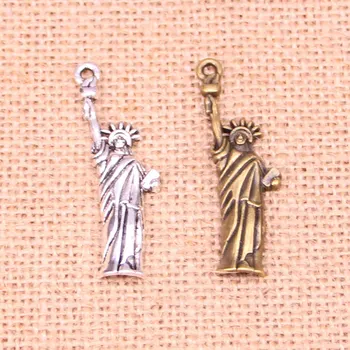12 бр. Тибетски сребърно покритие статуята на свободата в Ню Йорк Окачване-талисмани за бижута направи си САМ Ръчно изработени 49*14 мм
