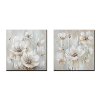 Бели Абстрактни Цветя, ръчно рисувани с маслени бои Монтиране на Картината изкуство за дома Модерна ръчно Рисувани с маслени Бои Върху платно без рамка