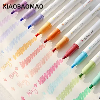 4 Цвята/кутия, комплект дръжки за хайлайтера 4 мм, флуоресцентни маркери, маркери, Химикалки, художествени маркери, японски сладки канцеларски материали Kawaii