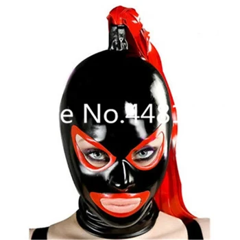Латексова маска ръчна изработка, гума фетиш-маска унисекс за cosplay, латексова маска, гума качулка с опашки за парти, боди, Дрехи по поръчка