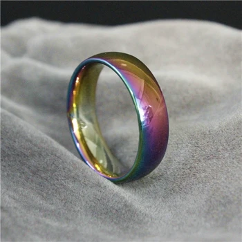 Размер от 6 до 12, най-новият пръстен е с каишка, женски пръстен, цветно преливащи пръстен от неръждаема стомана, високо качество