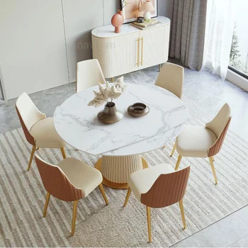 Луксозна Кръгла Кухненска маса от камък, Модерен Лесен Домакински Мраморна Маса за Хранене и стол, Топла разпродажба, Кухненски Мебели Mesas GY50CZ