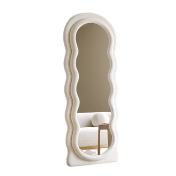 Подова огледало на ГГ в кремовом стил с волнообразным Осветление във формата Спални, луксозно тоалетен огледало