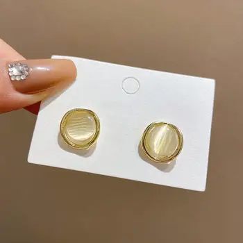 1 Чифт обеци с опалом, дамски обеци, златни кръг от дамски обеци-карамфил