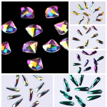 Многоцветен кристал, апликация от страз под формата на вентилатора, кристали за дрехи, украса за нокти, приклеивание цветя страз, Занаяти F