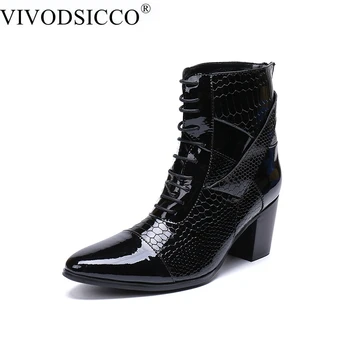 VIVODSICCO/ Модни мъжки ботильоны с двойни кулисками, Вечерни модела обувки с остър пръсти и Метални Чорапи, Обувки на 