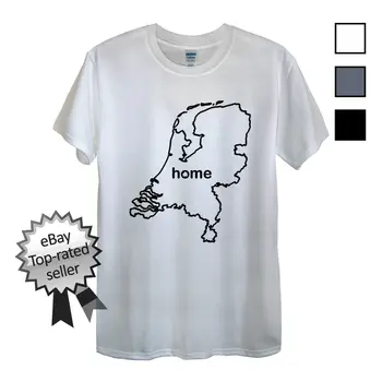 Проста памучен тениска с къси ръкави, Домашна тениска на ХОЛАНДИЯ, Мъжки Или дамски тениски с флага на Холандия с кръгло деколте