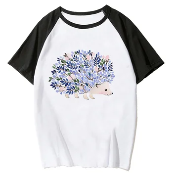 Тениска с ежом, женски графичен топ забавна графика дизайнерски дрехи за момичета