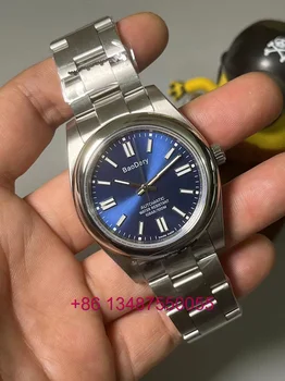 BaoDery 41 мм, висок клас марка, луксозни мъжки сапфировые светещи часовници Oyster 2813, автоматичен механичен механизъм от неръждаема стомана, класическо синьо