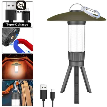 Led Къмпинг Светлини Type-C USB Акумулаторна лека нощ IPX4 Водоустойчив с Карабинка, Туристически Инструментите За Оцеляване На Открито