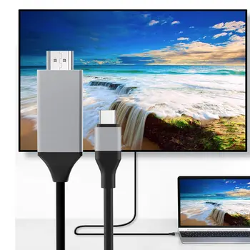 Кабел-адаптер, съвместим с Type-C HDMI кабел с висока разделителна способност 60 Hz за проекция на лаптоп, таблет, кабел със същия телевизор, червен Кабел-адаптер, съвместим с Type-C HDMI кабел с висока разделителна способност 60 Hz за проекция на лаптоп, таблет, кабел със същия телевизор, червен 1